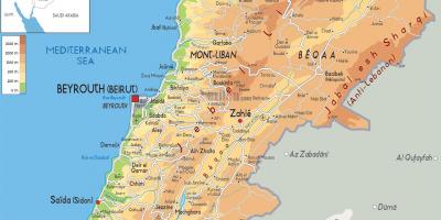 Karta över fysiska Libanon