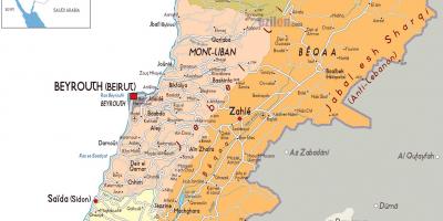Libanon detaljerad karta