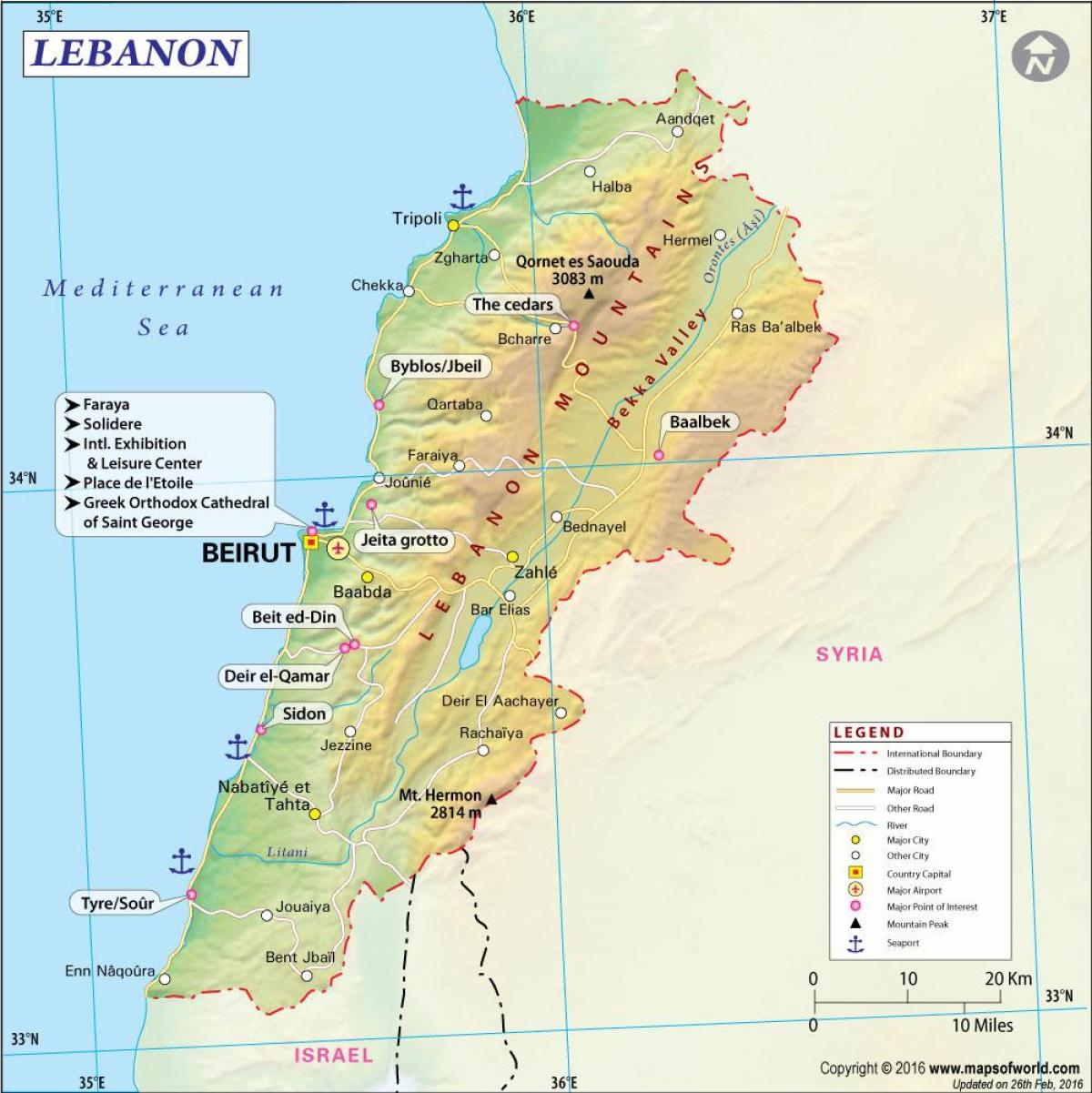 karta över gamla Libanon
