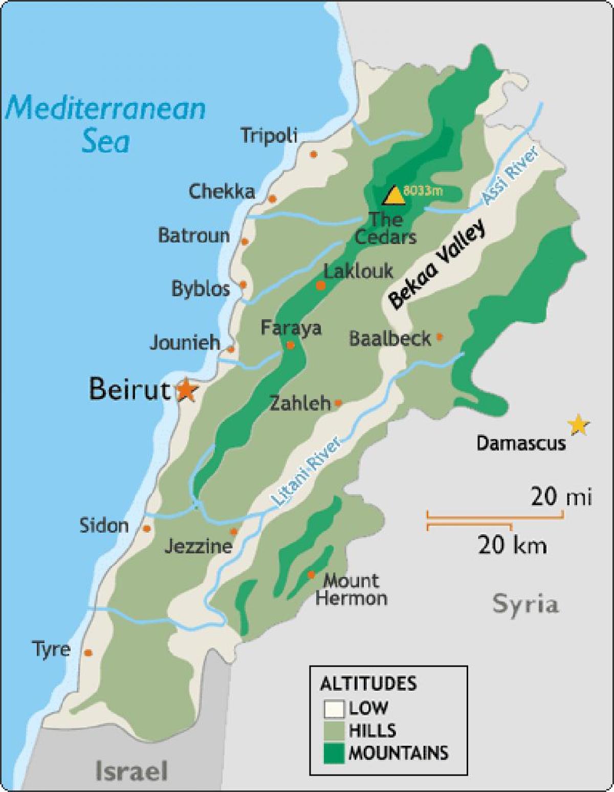 karta över Libanon klimat