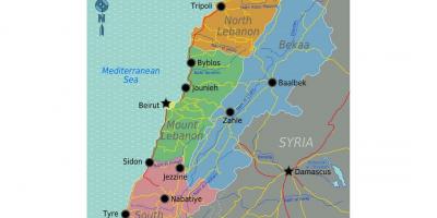Karta över Libanon turist